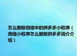 怎么删除微信中的拼多多小程序（微信小程序怎么删除拼多多简介介绍）
