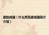 逝的成语（什么然而逝成语简介介绍）