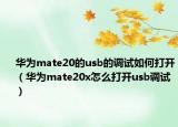 华为mate20的usb的调试如何打开（华为mate20x怎么打开usb调试）