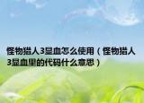 怪物猎人3显血怎么使用（怪物猎人3显血里的代码什么意思）