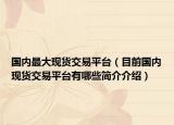 国内最大现货交易平台（目前国内现货交易平台有哪些简介介绍）