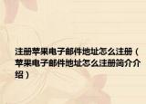 注册苹果电子邮件地址怎么注册（苹果电子邮件地址怎么注册简介介绍）