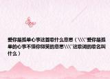 爱你是孤单心事这首歌什么意思（\