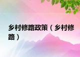 乡村修路政策（乡村修路）