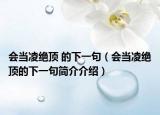 会当凌绝顶 的下一句（会当凌绝顶的下一句简介介绍）