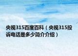 央视315百度百科（央视315投诉电话是多少简介介绍）