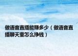 做语音直播能赚多少（做语音直播聊天室怎么挣钱）