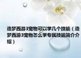 造梦西游3宠物可以学几个技能（造梦西游3宠物怎么学专属技能简介介绍）