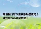 建设银行怎么查余额短信查询（建设银行怎么查余额）