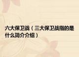 六大保卫战（三大保卫战指的是什么简介介绍）