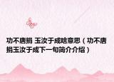 功不唐捐 玉汝于成啥意思（功不唐捐玉汝于成下一句简介介绍）