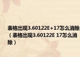 表格出现3.60122E+17怎么消除（表格出现3.60122E 17怎么消除）