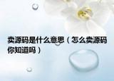 卖源码是什么意思（怎么卖源码你知道吗）
