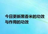 今日更新黑香米的功效与作用的功效
