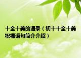 十全十美的语录（初十十全十美祝福语句简介介绍）