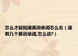 怎么才能知道英语单词怎么念（请教几个英语单词,怎么读?）