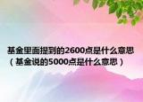 基金里面提到的2600点是什么意思（基金说的5000点是什么意思）