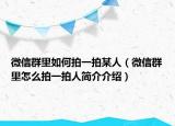 微信群里如何拍一拍某人（微信群里怎么拍一拍人简介介绍）
