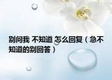 别问我 不知道 怎么回复（急不知道的别回答）
