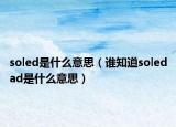 soled是什么意思（谁知道soledad是什么意思）