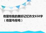 他留给我的美好记忆作文650字（他留乌骨鸡）