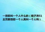 一首歌叫一个人什么的（杨子浩51主页那首歌一个人真叫一个人吗）