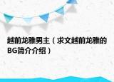越前龙雅男主（求文越前龙雅的BG简介介绍）