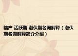 临产 活跃期 潜伏期名词解释（潜伏期名词解释简介介绍）