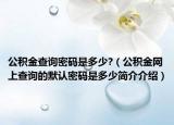 公积金查询密码是多少?（公积金网上查询的默认密码是多少简介介绍）