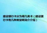 建设银行卡分为哪几类卡（建设银行卡有几种类型呢简介介绍）