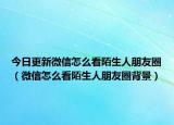 今日更新微信怎么看陌生人朋友圈（微信怎么看陌生人朋友圈背景）