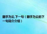 翻手为云,下一句（翻手为云的下一句简介介绍）