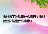 农村务工补贴是什么意思（农村就业补贴是什么意思）