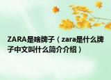 ZARA是啥牌子（zara是什么牌子中文叫什么简介介绍）