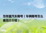 怎样查汽车限号（车辆限号怎么查简介介绍）