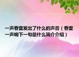 一声春雷发出了什么的声音（春雷一声响下一句是什么简介介绍）