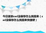 今日更新cad没保存怎么找回来（cad没保存怎么找回来快捷键）