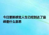 今日更新感觉人生已经到达了巅峰是什么意思