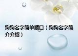 狗狗名字简单顺口（狗狗名字简介介绍）
