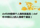 dnf100级哪个人偶伤害最高（dnf中30级以上的人偶哪个最猛）