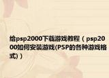 给psp2000下载游戏教程（psp2000如何安装游戏(PSP的各种游戏格式)）