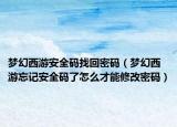 梦幻西游安全码找回密码（梦幻西游忘记安全码了怎么才能修改密码）