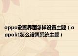 oppo设置界面怎样设置主题（oppok1怎么设置系统主题）