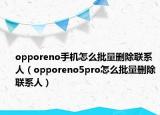 opporeno手机怎么批量删除联系人（opporeno5pro怎么批量删除联系人）