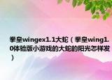 拳皇wingex1.1大蛇（拳皇wing1.0体验版小游戏的大蛇的阳光怎样发）
