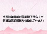 宇智波鼬死前对佐助说了什么（宇智波鼬死的时候对佐助说了什么?）