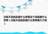 过犹不及的及是什么意思这个词语是什么意思（过犹不及的及是什么意思简介介绍）