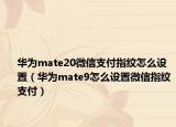华为mate20微信支付指纹怎么设置（华为mate9怎么设置微信指纹支付）