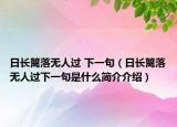 日长篱落无人过 下一句（日长篱落无人过下一句是什么简介介绍）