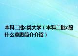 本科二批c类大学（本科二批c段什么意思简介介绍）